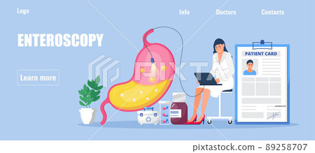 Gastrornterologist concept vector for medicine blog, website. Stomach cancer, ctomach pain illustrotion. 89258707