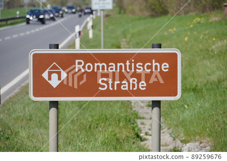 A signboard that marks the romantic road A signboard that marks the romantic road 89259676