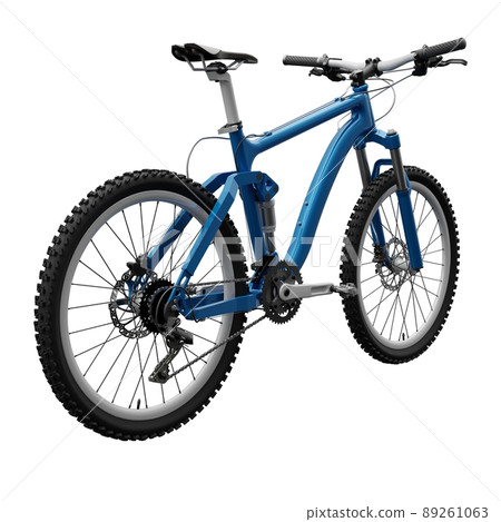 Blue mountain bike on an isolated white background. 3d rendering. 89261063