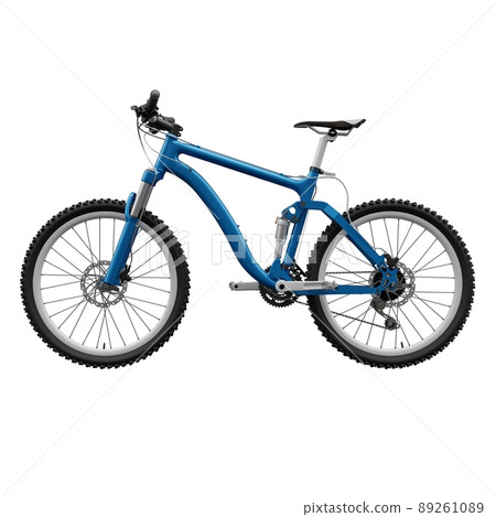 Blue mountain bike on an isolated white background. 3d rendering. 89261089