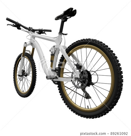 White mountain bike on an isolated white background. 3d rendering. 89261092