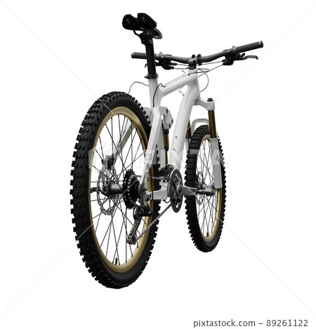 White mountain bike on an isolated white background. 3d rendering. White mountain bike on an isolated white background. 3d rendering. 89261122