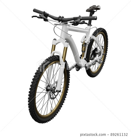 White mountain bike on an isolated white background. 3d rendering. 89261132