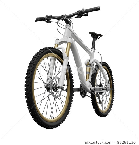 White mountain bike on an isolated white background. 3d rendering. 89261136