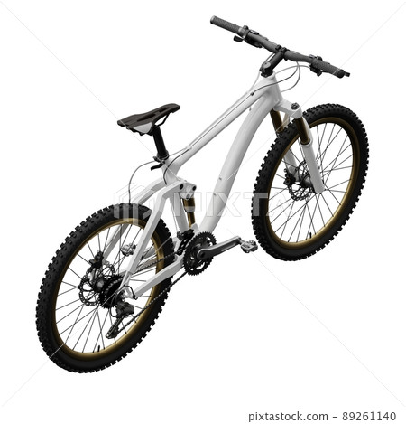 White mountain bike on an isolated white background. 3d rendering. 89261140