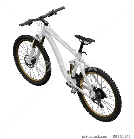 White mountain bike on an isolated white background. 3d rendering. White mountain bike on an isolated white background. 3d rendering. 89261141