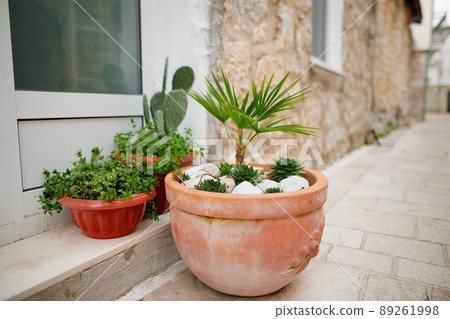 Urban landscape design on the street of small mediterranean town. 89261998