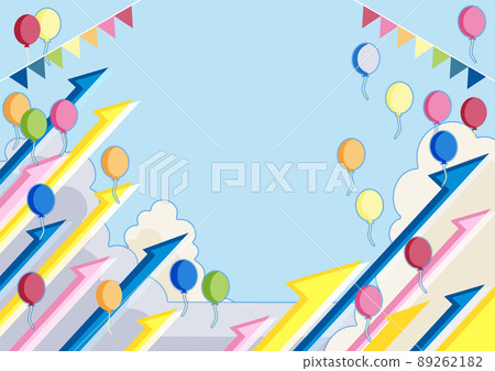 Illustration background material of upper right arrow and cumulonimbus and balloons Illustration background material of upper right arrow and cumulonimbus and balloons 89262182