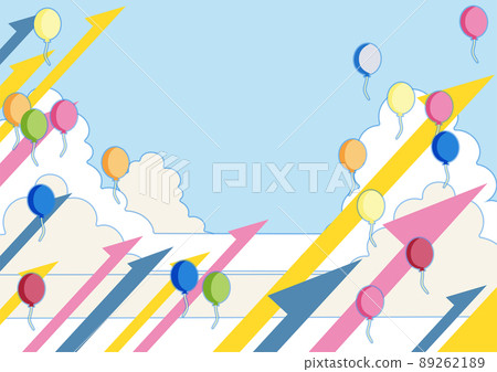 右上箭頭和積雨雲和氣球的插圖背景材料 右上箭頭和積雨雲和氣球的插圖背景材料 89262189