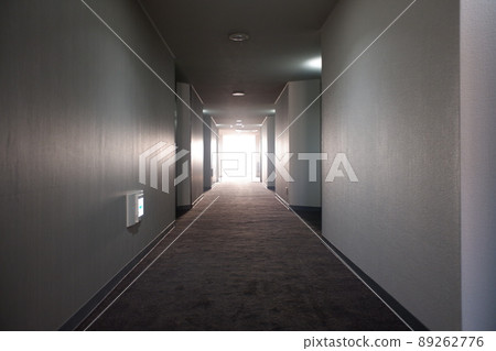 Daytime dim hotel corridor Daytime dim hotel corridor 89262776