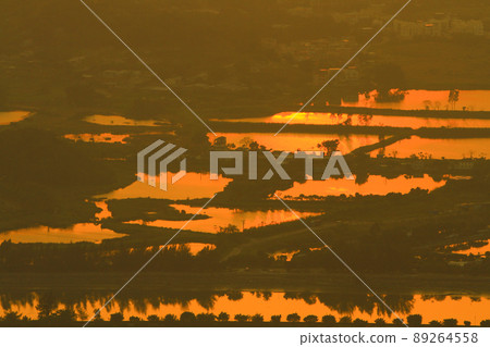 a view at Kai Kung Leng, fish pond of Nam Sang Wai, Yuen Long a view at Kai Kung Leng, fish pond of Nam Sang Wai, Yuen Long 89264558