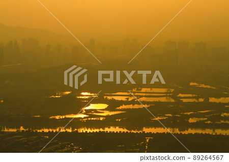 a view at Kai Kung Leng, fish pond of Nam Sang Wai, Yuen Long a view at Kai Kung Leng, fish pond of Nam Sang Wai, Yuen Long 89264567