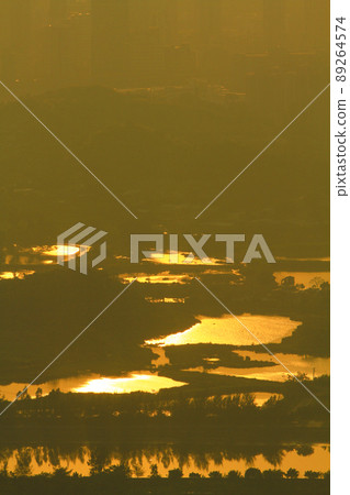 a view at Kai Kung Leng,  fish pond of Nam Sang Wai, Yuen Long 89264574