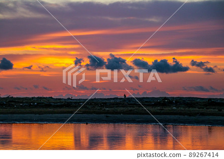 Gamo Tidal Flat at sunrise (Sendai City, Miyagi Prefecture) Gamo Tidal Flat at sunrise (Sendai City, Miyagi Prefecture) 89267414