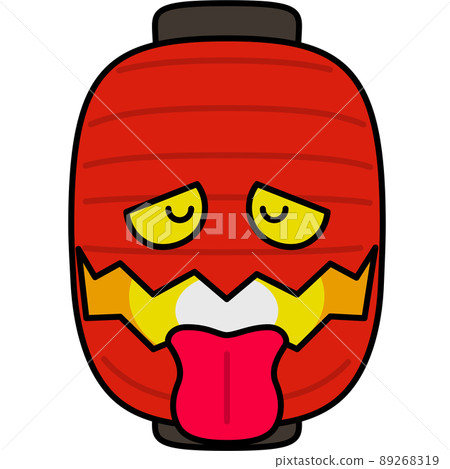 Illustration of a ghost of a lantern that closes your eyes (with outline) 89268319