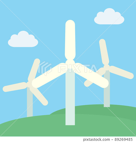 簡單可愛的風力發電插畫 89269485