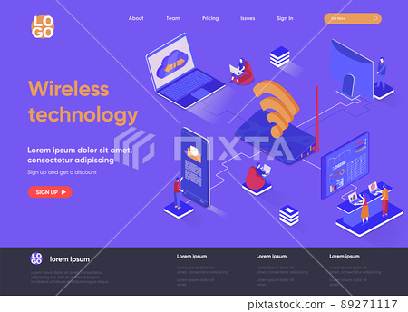 Wireless Technology Isometric Landing Page 插圖素材 [89271117]   PIXTA圖庫