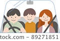 Parent and child riding a car 89271851