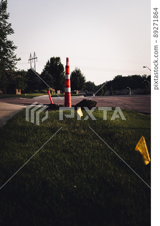 Directional underground boring to install plastic conduit for high speed fiber internet utilities 89271864