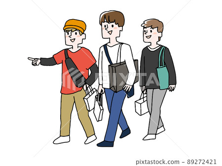 節假日去購物的男人，打從心底值得信賴的男人的聚會，一個滑稽的人矢量圖。 89272421