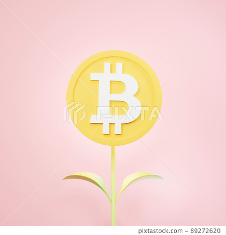 3d rendering of cryptocurrency Bitcoin icon on clean background for mock up and web banner. Cartoon interface design. minimal metaverse concept. 89272620