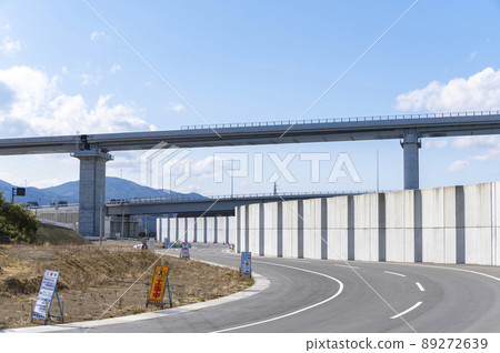 Blue sky and Kesennuma Bay crossing bridge Blue sky and Kesennuma Bay crossing bridge 89272639