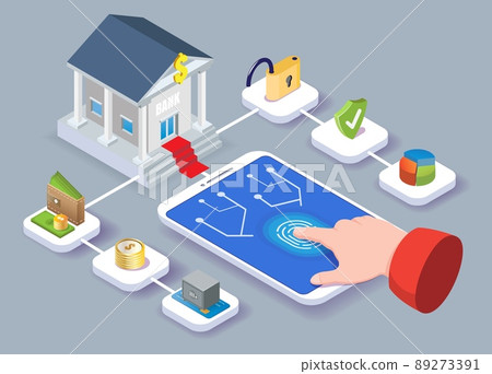 Secure online mobile payment app vector illustration Secure online mobile payment app vector illustration 89273391