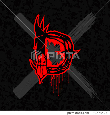 Red letter with spines and bloodlines on dark background. Red letter with spines and bloodlines on dark background. 89273424