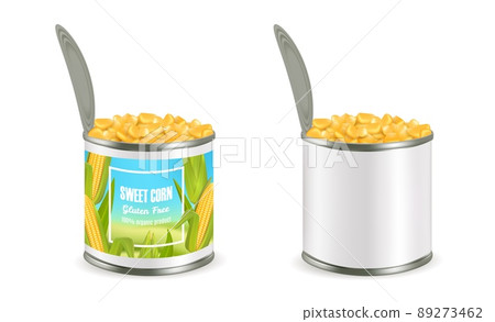 Canned corn package mockup set, vector realistic illustration Canned corn package mockup set, vector realistic illustration 89273462