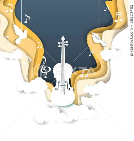Vector layered paper cut style music background Vector layered paper cut style music background 89273482
