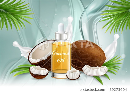 Natural coconut oil vector poster banner template 89273604