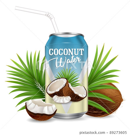 Organic refreshing coconut water vector realistic illustration 89273605
