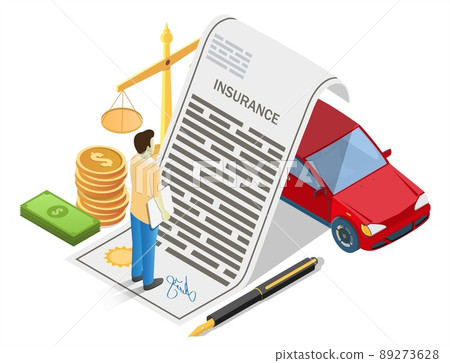 Car insurance concept vector flat isometric illustration Car insurance concept vector flat isometric illustration 89273628