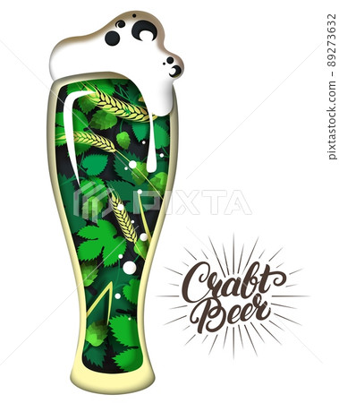 Craft beer mug vector illustration in paper art style Craft beer mug vector illustration in paper art style 89273632