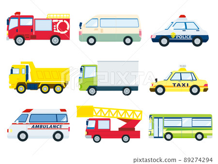 工作車材料套裝（消防車、警車、出租車、救護車、公共汽車、自卸車、卡車、梯車） 89274294