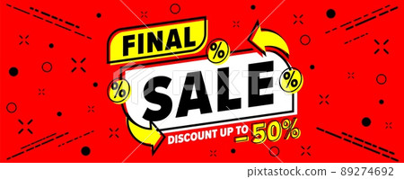 Final sale header banner template with 50 percent discount. Price reduction and special promo for online shop store vector illustration 89274692