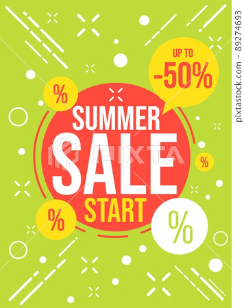 Start summer sale with up to 50 percent discount. Banner template for online shopping with clearance invitation vector illustration Start summer sale with up to 50 percent discount. Banner template for online shopping with clearance invitation vector illustration 89274693