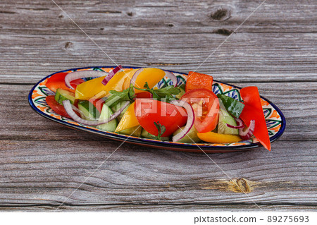 Fresh vegetables salad - tomato, cucumber, pepper Fresh vegetables salad - tomato, cucumber, pepper 89275693