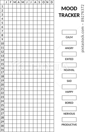 Year in pixels, mood tracker monochrome template. - Stock Illustration ...