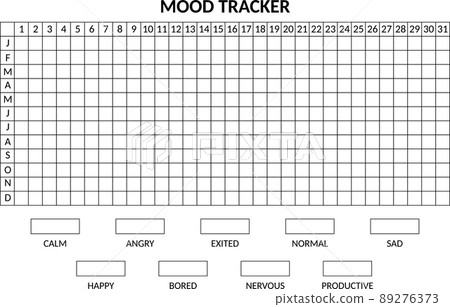 Year in pixels, mood tracker monochrome template. - Stock Illustration ...