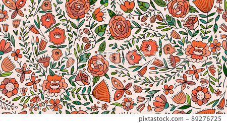 Floral Garden. Spring concept Background. Seamless pattern for your design. 89276725