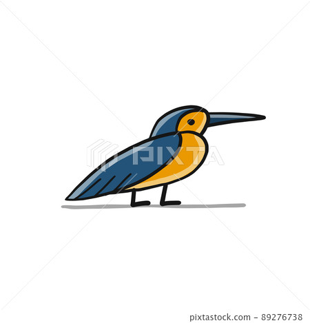 King fisher bird isolated on white. Sketch for your design King fisher bird isolated on white. Sketch for your design 89276738