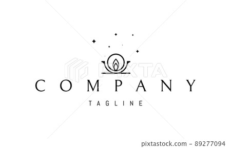 Vector logo on which an abstract image of a candle in a cradle. 89277094