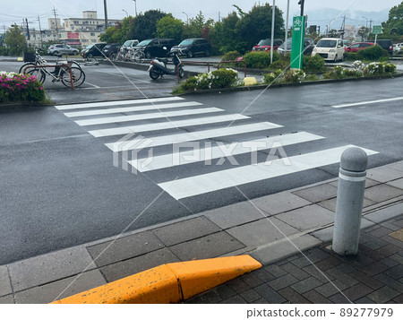在雨中濕的行人交叉路口 在雨中濕的行人交叉路口 89277979