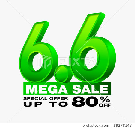 6.6 shopping day half year sale sales symbol template design for social media, website, online shopping Special offer, 80% off sale, super special campaign. 89278148