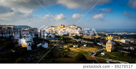 Ostuni - the white city in Italy - a famous landmark at the Italian east coast 89278517