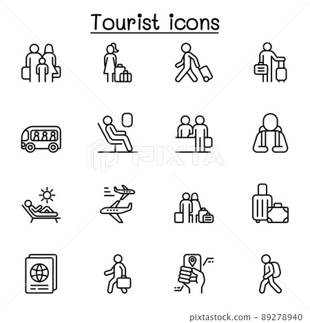 Traveler & Tourist icon set in thin line style Traveler & Tourist icon set in thin line style 89278940