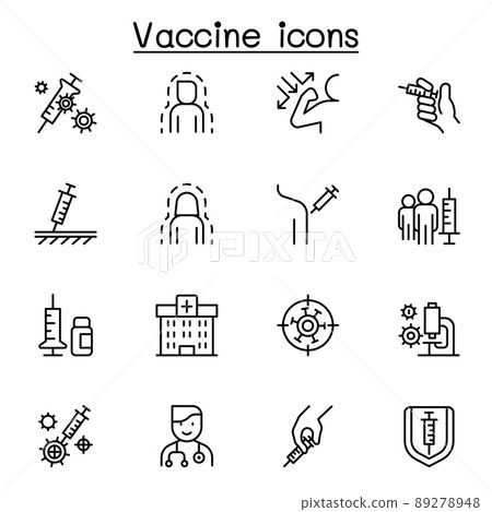 Vaccine icon set in thin line style Vaccine icon set in thin line style 89278948
