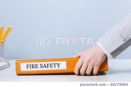 Fire safety labor protection. Folder with documents or instructions 89279864
