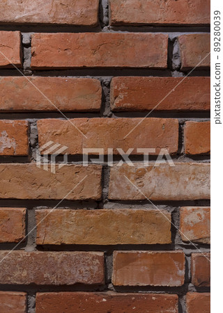 Bright red bricks wall flat background texture pattern 89280039
